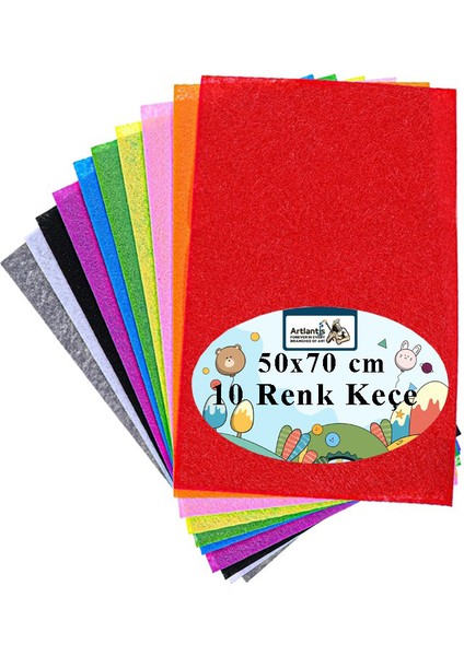 Keçe 50X70 cm 10 Renk 1 Paket 2.0 mm Renkli Hobi Keçesi Elişi Keçe Kumaşı Anasınıfı Kreş Okul Öncesi El Sanatları fiyatları