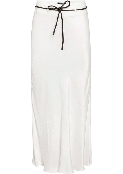 Ekru Kemerli Saten Uzun Kadın Etek indirimleri