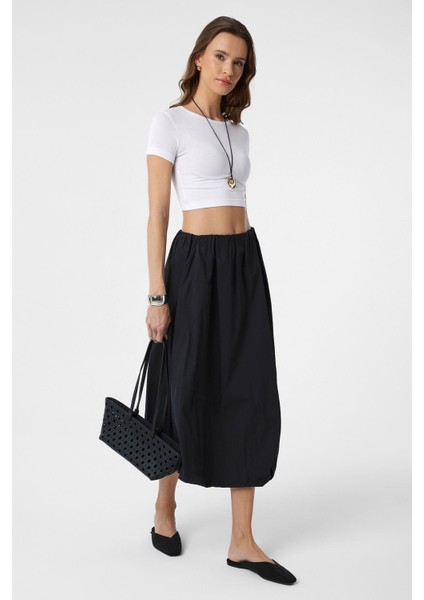 Siyah Kadın Balon Midi Etek