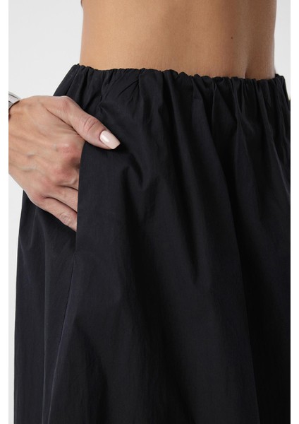 Siyah Kadın Balon Midi Etek