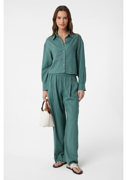 Yeşil Şeritli Kadın Gömlek fiyatları