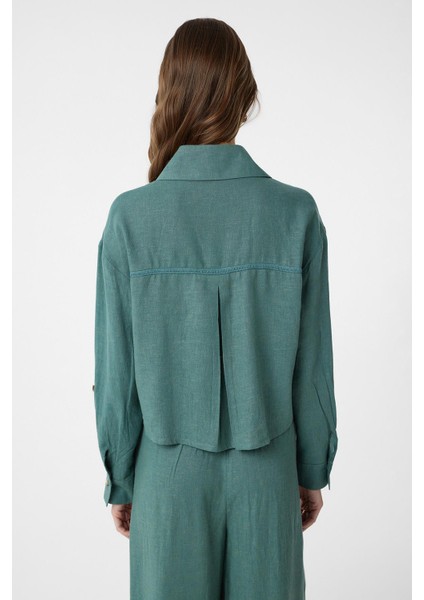 Yeşil Şeritli Kadın Gömlek indirimleri