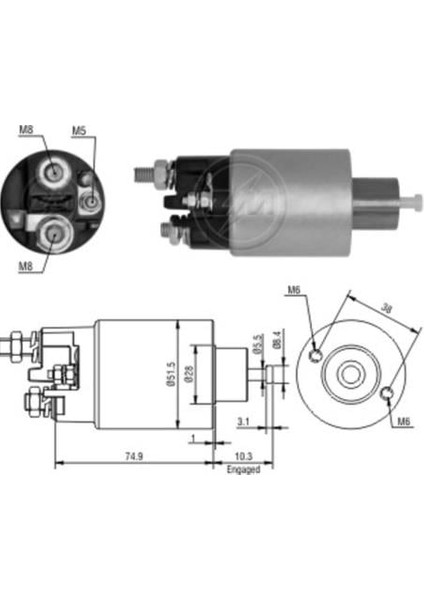 12V Marş Otomatiği Mıtsubıshı Tipi (2 Delik) Dacıa-Nıssan-Opel-Renault 1.5 Dcı