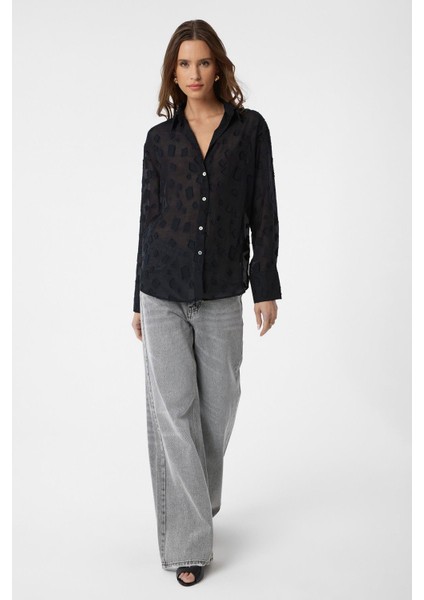 Siyah Desenli Transparan Gömlek fiyatları