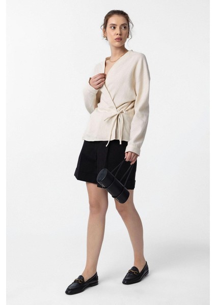 Beyaz Bağlamalı Kimono Kadın Gömlek fiyatları