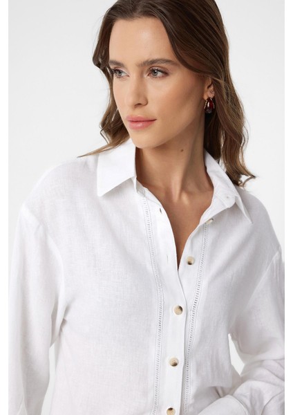 Beyaz Şeritli Kadın Gömlek fırsatları