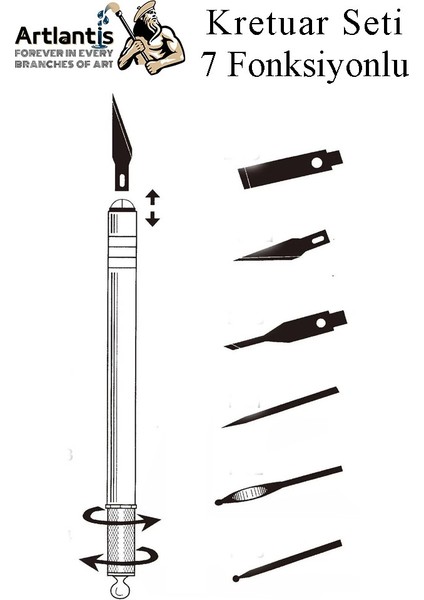 Kretuar 7 Fonksiyonlu Yedek Bıçaklı 1 Paket Hobi Maket Tasarım Neşteri Çelik Alaşımlı Paslanmaz Hassas Kesim Bıçağı modelleri