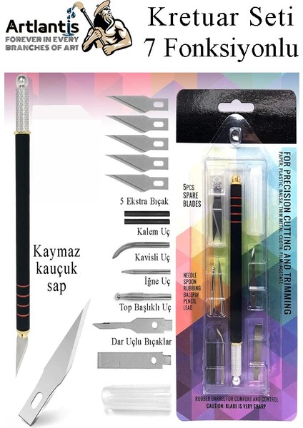Kretuar 7 Fonksiyonlu Yedek Bıçaklı 1 Paket Hobi Maket Tasarım Neşteri Çelik Alaşımlı Paslanmaz Hassas Kesim Bıçağı indirimleri