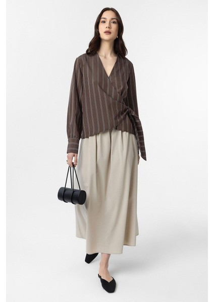 Kahve Dökümlü Kimono Kadın Gömlek fiyatları