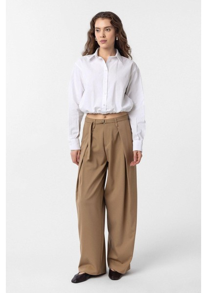 Beyaz Crop Poplin Kadın Gömlek fiyatları