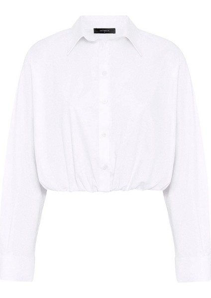 Beyaz Crop Poplin Kadın Gömlek indirimleri