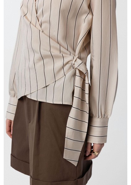 Bej Dökümlü Kimono Kadın Gömlek modelleri