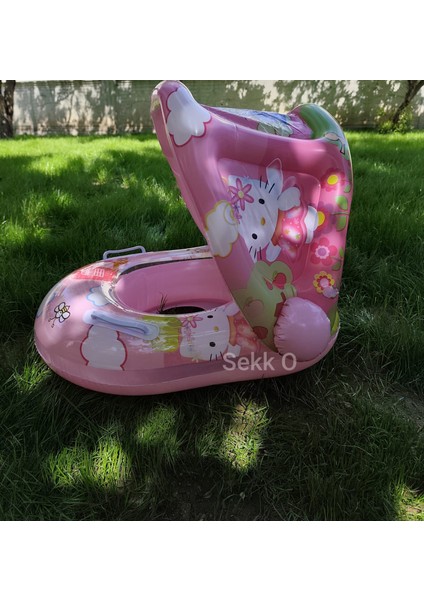 Pembe Hello kity Şişme Bebe Flotörü Bebek Simiti Bebek Simidi Havuz Simidi Oturmalı