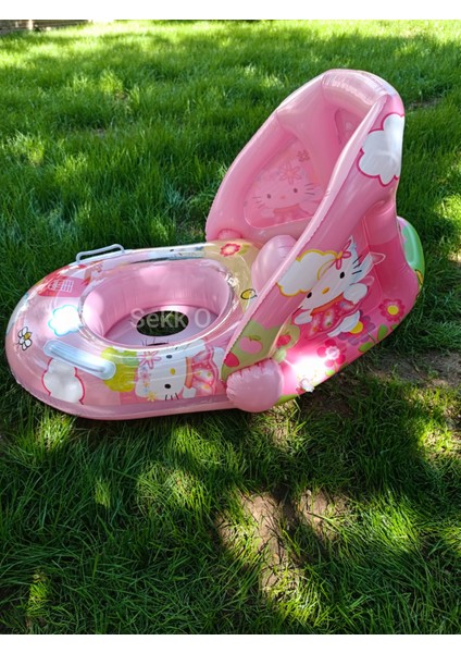 Pembe Hello kity Şişme Bebe Flotörü Bebek Simiti Bebek Simidi Havuz Simidi Oturmalı