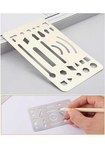 Silgi Şablonu Metal 5.5x8.5 cm 1 Adet Paslanmaz Çelik Silgi Şablonu Çizim Şablonu Cetveli Mimari Mühendislik fiyatları