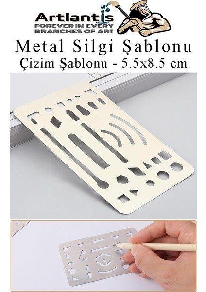 Silgi Şablonu Metal 5.5x8.5 cm 1 Adet Paslanmaz Çelik Silgi Şablonu Çizim Şablonu Cetveli Mimari Mühendislik