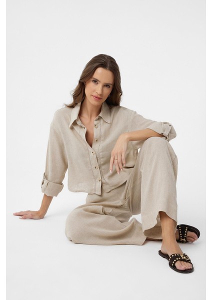 Taş Şeritli Kadın Gömlek fırsatları