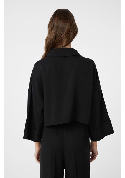 Siyah Crop Kadın Gömlek fırsatları