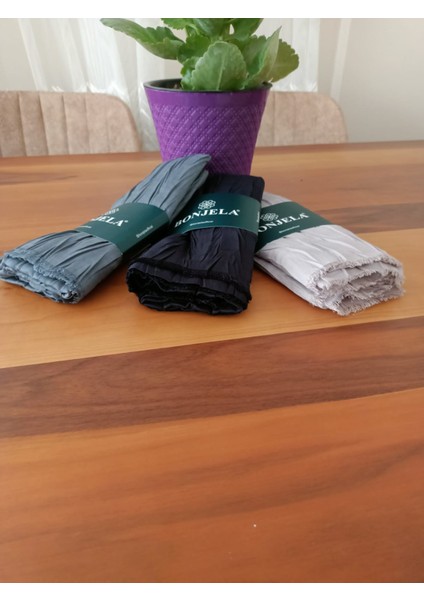 Pliseli Bambu Şal 3'lü Takım