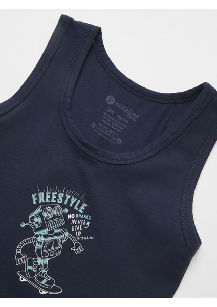 Erkek Çocuk Organik Pamuklu Likralı Atlet Freestyle Robot 2' Li Paket modelleri