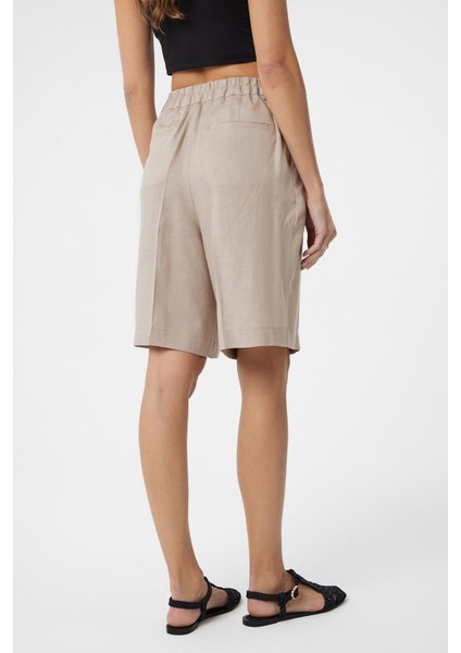 Bej Keten Karışımlı Kadın Bermuda fırsatları