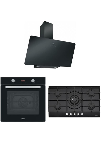 Siyah Ankastre Set (Fpj 915 V Bk A Davlumbaz- Fhng 905 Bk Ocak - Fsl 86 H Bk Fırın )