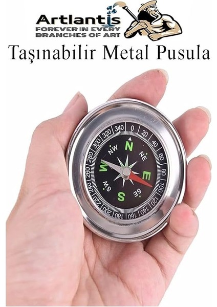Pusula Çelik 75 mm 1 Adet Profesyonel Metal Kasa Dayanıklı Taşınabilir El Pusulası Yuvarlak Cep Pusulası