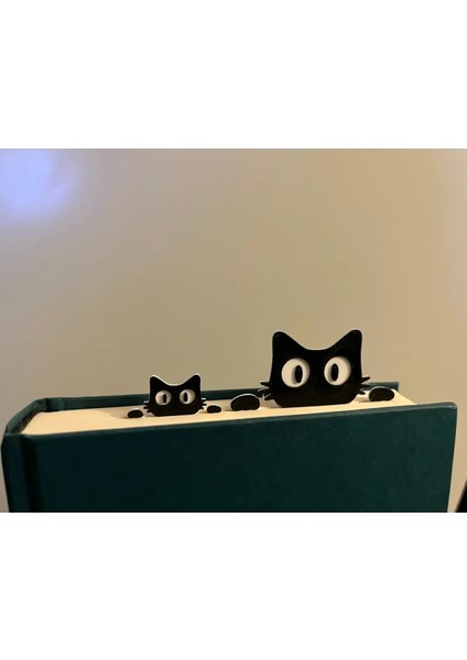 Ikili Sevimli Kedi Şeklinde Kitap Ayracı - Iki Adet Küçük ve Büyük Ayraç