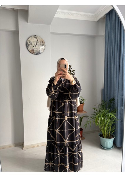 Modal Kumaş Desenli Elbise