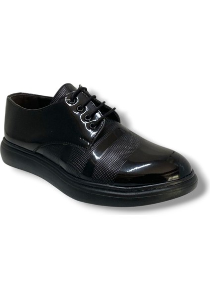 4125-25 Rugan Baskı Deri Anatomik Erkek Çocuk Ayakkabı
