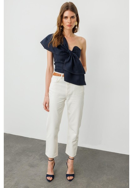 Ekru Yüksek Bel Straight Jean fiyatları