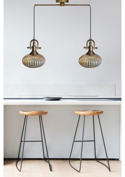 Elegant Cam Bal Rengi Ikili Metal Çubuk Avize Gemici Eskitme Başlık Sarkıt Lamba Salon Aydınlatma modelleri