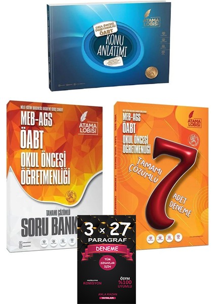Atama Lobisi + Anla Kazan Öabt Meb-Ags Okul Öncesi Öğretmenliği Konu + Soru + 7 Deneme 4 Lü Set