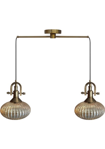 Elegant Cam Bal Rengi Ikili Metal Çubuk Avize Gemici Eskitme Başlık Sarkıt Lamba Salon Aydınlatma fırsatları