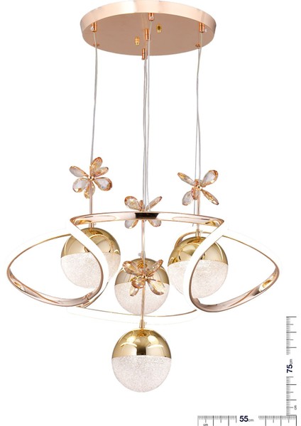 Dron 3 Renk Ledli 4 Toplu Modern Avize Tusem 55 (Gold) fiyatları