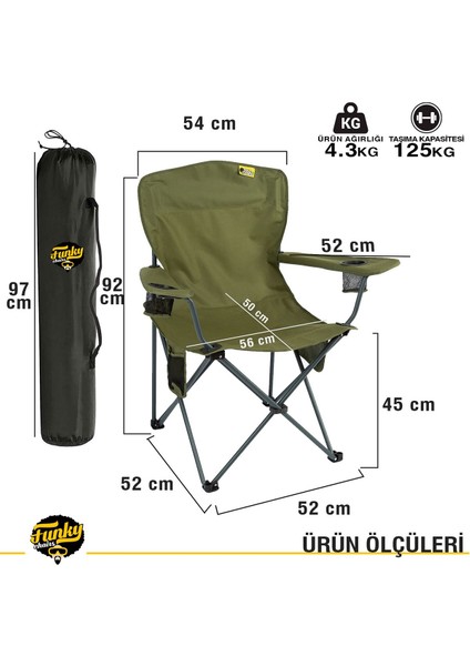 V3 Light Haki Xxl Büyük Boy Lüks Kamp Sandalyesi