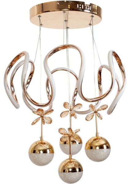 Maxı Toplu Taşlı Modern Sarkıt LED Avize 3 Renk Gold Kaplamalı