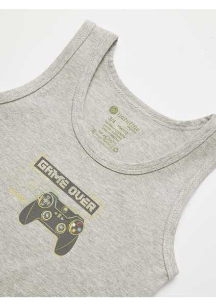 Erkek Çocuk Organik Pamuklu Likralı Atlet Game Over 2'li Paket