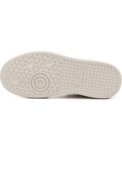 Kadın Bej Lastik Bağcıklı Hakiki Deri Sneaker