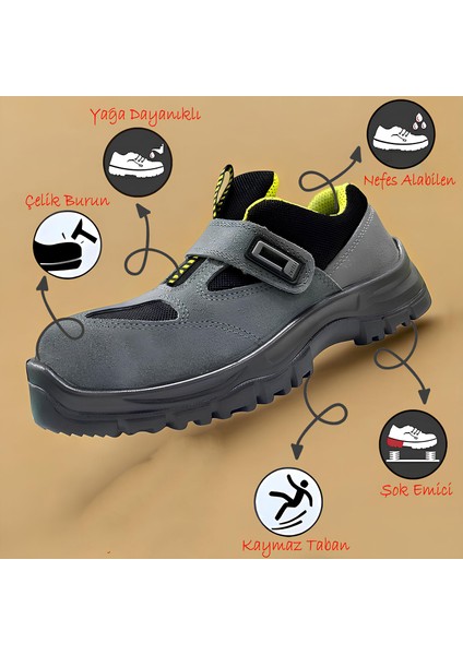 Iş Ayakkabısı S1 Cırtlı 45 Numara Çelik Burunlu Süet Inşaat Güvenlik Ayakkabısı Kaymaz Tabanlı fiyatları