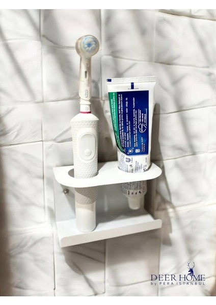 Duvara Monte Edilebilen Şarjlı ve Pilli Diş Fırçası ve Diş Macunu Tutucu Düzenleyici Metal Stand