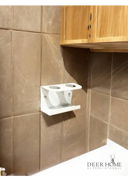 Duvara Monte Edilebilen Şarjlı ve Pilli Diş Fırçası ve Diş Macunu Tutucu Düzenleyici Metal Stand