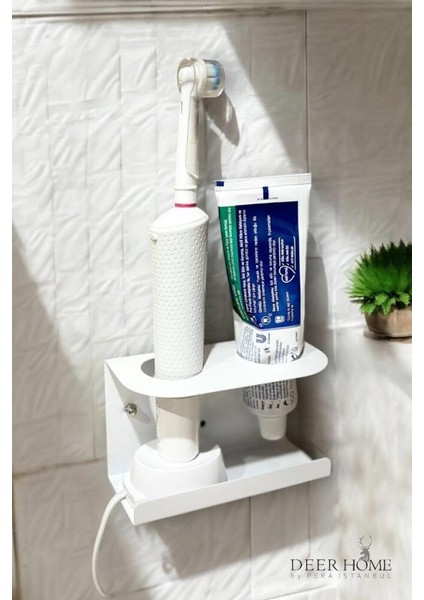 Duvara Monte Edilebilen Şarjlı ve Pilli Diş Fırçası ve Diş Macunu Tutucu Düzenleyici Metal Stand