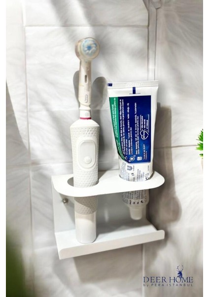 Duvara Monte Edilebilen Şarjlı ve Pilli Diş Fırçası ve Diş Macunu Tutucu Düzenleyici Metal Stand