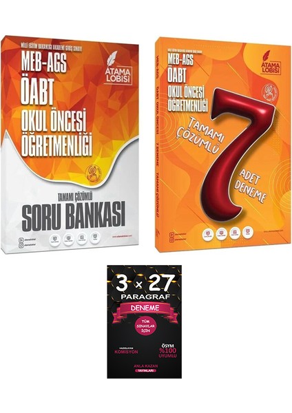 Atama Lobisi + Anla Kazan Öabt Meb-Ags Okul Öncesi Öğretmenliği Soru Bankası + 7 Deneme 3 Lü Set fiyatları
