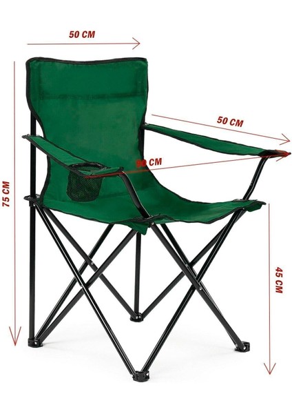 Katlanabilir Kamp Sandalyesi Piknik Sandalyesi Plaj Sandalyesi Yeşil Taşıma Çantalı
