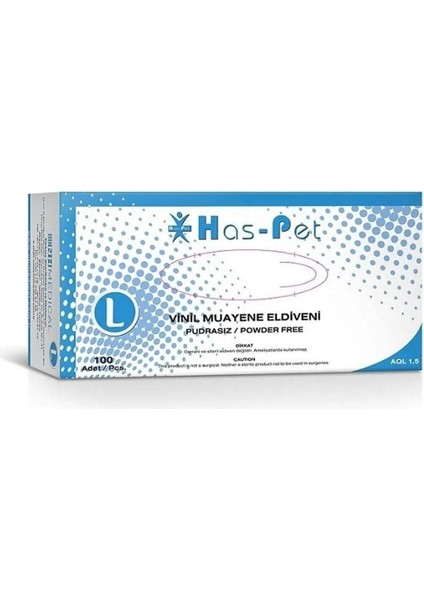 Haspet Vinil Muayene Eldiveni 100 Adet L