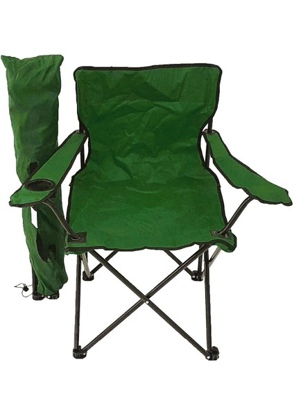 Katlanır Kamp Sandalyesi Taşıma Çantalı Bardaklıklı Yeşil