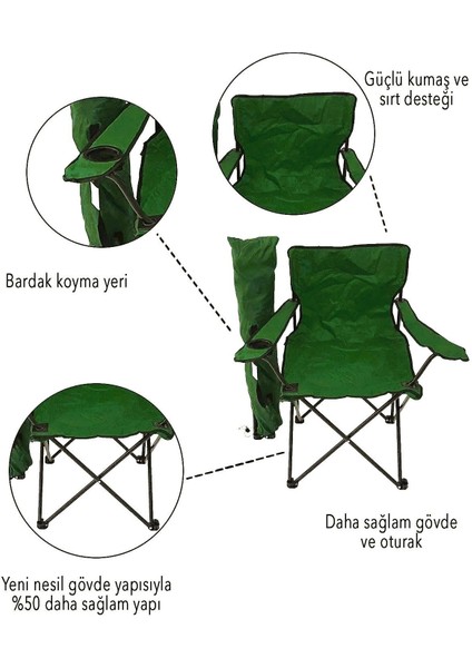 Katlanır Kamp Sandalyesi Taşıma Çantalı Bardaklıklı Yeşil fiyatları