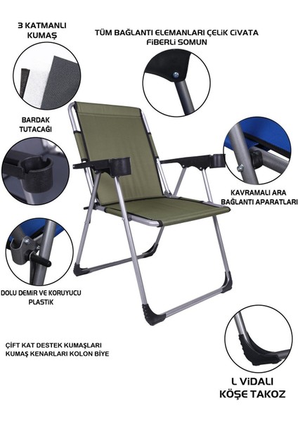 140 Kg Taşima Kapasiteli Lüks Bardaklıklı Kamp & Piknik Sandalyesi fiyatları